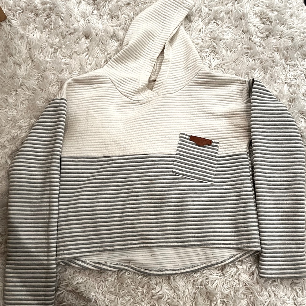 Cropped Striped Hoodie